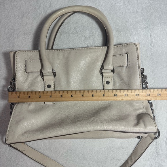 Michael Kors White Leather Chain-Link Tote Shoulder Bag Satchel - Picture 5 of 8